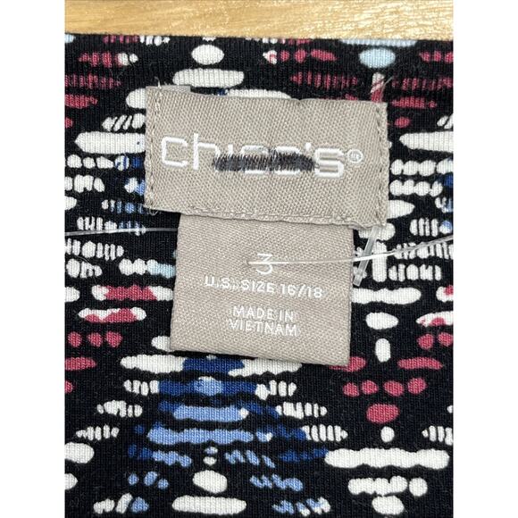 Chicos Geometric Print A Line Dress Size 3 16/18 XL Career Stretch Knit Mature - Picture 4 of 10